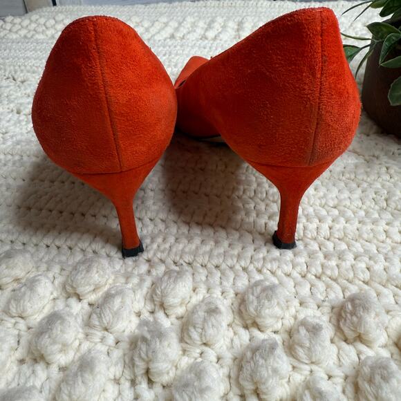 VIA SPIGA Italy Women's 7 Nikole Suede Leather Pointed Toe Pump Heels Orange Red - Picture 5 of 12